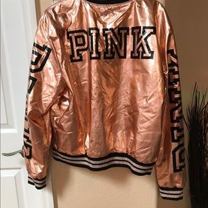 Victoria’s Secret Pink Rose GOLD bomber jacket NEW